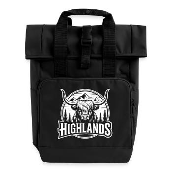 Highlandrinder Highlands - Rolltop Rucksack mit zwei Griffen - Schwarz - Vorne