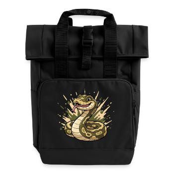 Serpent comique en camouflage avec langue - Sac à dos Roll Top à deux anses - noir - Devant