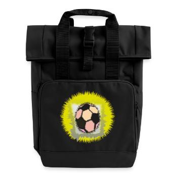 Explosiver Fußball-Aura - Rolltop Rucksack mit zwei Griffen - Schwarz - Vorne