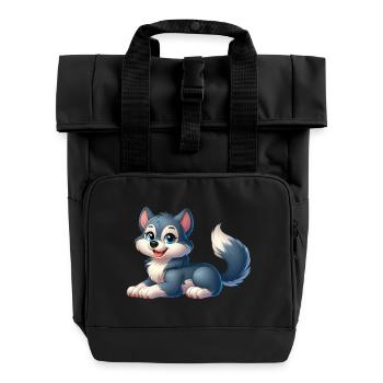 Wolf - Roll Top Backpack with Two Handles - black - Front