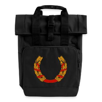 Weizen Kranz - Rolltop Rucksack mit zwei Griffen - Schwarz - Vorne
