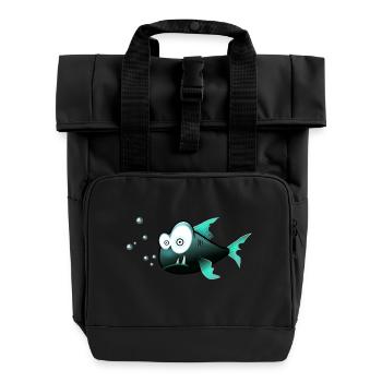 Confused fish - Roll Top Backpack with Two Handles - black - Front