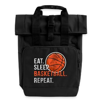 Eat Sleep Basketball Repeat - Scratch - Rolltop Rucksack mit zwei Griffen - Schwarz - Vorne