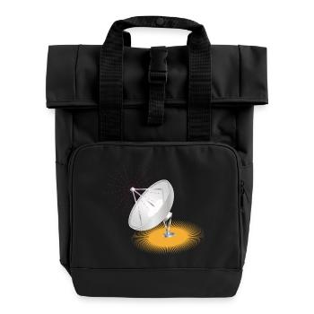 Satellitenschüssel als Gestaltungselement - Rolltop Rucksack mit zwei Griffen - Schwarz - Vorne