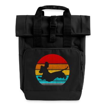 Retro Vinatge Dackel - Rolltop Rucksack mit zwei Griffen - Schwarz - Vorne