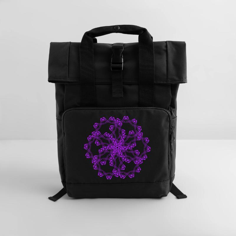 Random patterns circled Roll Top Backpack with Two Handles