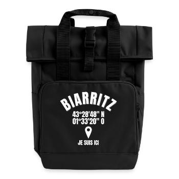 Biarritz, Basque, Basque Country - Roll Top Backpack with Two Handles - black - Front