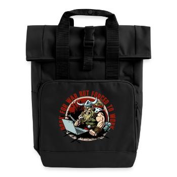 Viking admin with lettering - Roll Top Backpack with Two Handles - black - Front