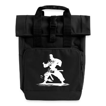 Karate Boy Graphic - Roll Top Backpack with Two Handles - black - Front