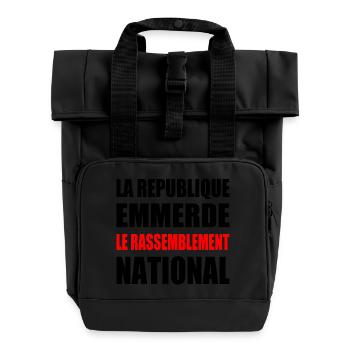 la republique emmerde le rassemblement national - Roll Top Backpack with Two Handles - black - Front