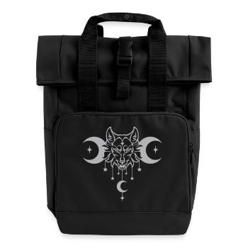 Wicca Moon Wolf - Anpassbare Farbe - Rolltop Rucksack mit zwei Griffen - Schwarz - Vorne