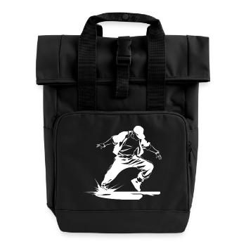 B-Boy Skizze - Rolltop Rucksack mit zwei Griffen - Schwarz - Vorne