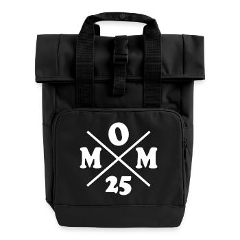 Mom 25 - mom 2025 - Roll Top Backpack with Two Handles - black - Front