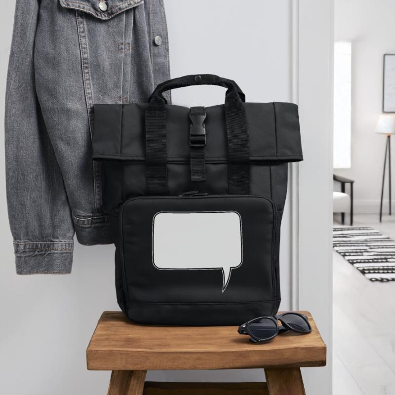 Conception rectangulaire de bulle de dialogue Sac à dos Roll Top à deux anses
