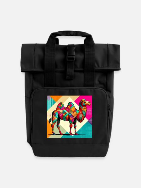 Kamel - Rolltop Rucksack mit zwei Griffen - Schwarz