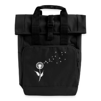 Löwenzahn Samen Silhouette - Rolltop Rucksack mit zwei Griffen - Schwarz - Vorne