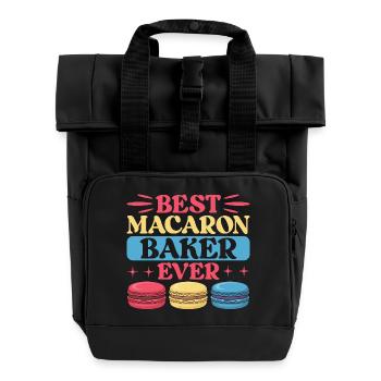 Macaron French Desserts - Roll Top Backpack with Two Handles - black - Front