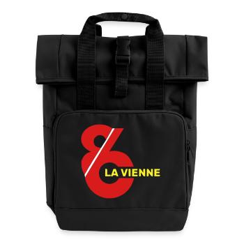 Vienne 86 logo - Roll Top Backpack with Two Handles - black - Front