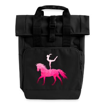 Voltigieren Akrobatik Reitsport Reiten Pferd Pink - Rolltop Rucksack mit zwei Griffen - Schwarz - Vorne