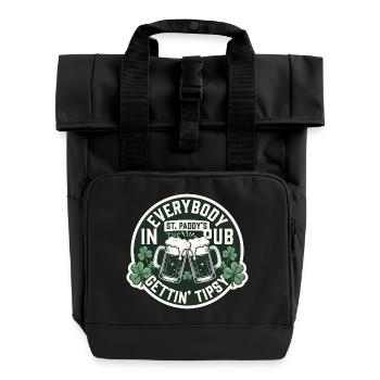 Alle werden beschwipst St. Patrick's Pub - Rolltop Rucksack mit zwei Griffen - Schwarz - Vorne