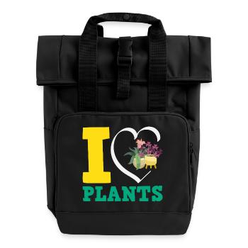 Plant Lover Love Plants Gardener - Roll Top Backpack with Two Handles - black - Front