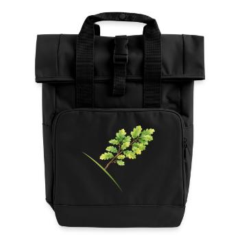 Blätterzweig Eiche - Aquarell - Rolltop Rucksack mit zwei Griffen - Schwarz - Vorne