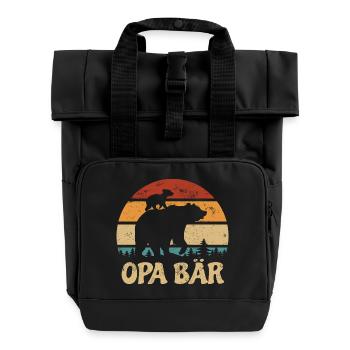 Grandpa Bear - Mother's Day - Vintage Gift - Roll Top Backpack with Two Handles - black - Front