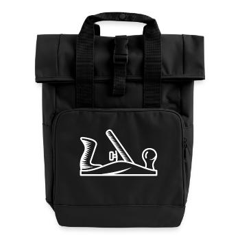 Hobel Design Schreiner Tischler - Rolltop Rucksack mit zwei Griffen - Schwarz - Vorne