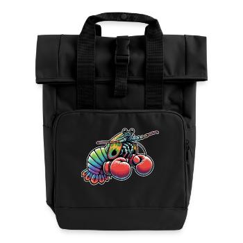 Gottesanbeterin Garnelen Boxen Lustige Gottesanbeterin Garnelen - Rolltop Rucksack mit zwei Griffen - Schwarz - Vorne