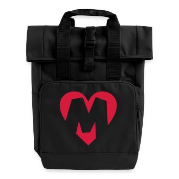 Heart M - I love M - Roll Top Backpack with Two Handles - black - Front