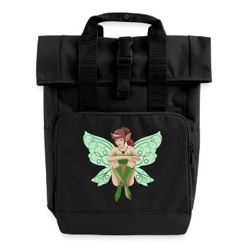 fairy - Roll Top Backpack with Two Handles - black - Front