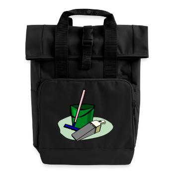 putzen cleaning putzfrau broom wischmop30 - Rolltop Rucksack mit zwei Griffen - Schwarz - Vorne
