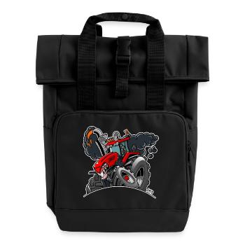 TRAKTOR weiße Grenze - Rolltop Rucksack mit zwei Griffen - Schwarz - Vorne
