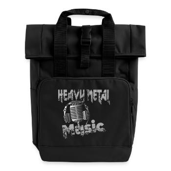 Heavy Metal Music ... Musiker Mikrophon - Rolltop Rucksack mit zwei Griffen - Schwarz - Vorne