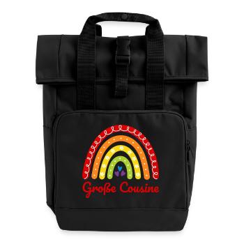 Große Cousine - Rolltop Rucksack mit zwei Griffen - Schwarz - Vorne