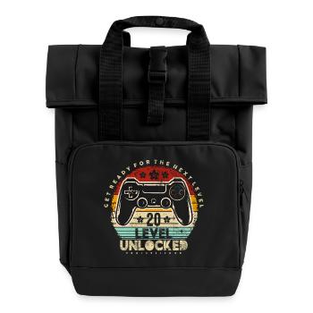 20 Entsperrter Retro-Controller - Rolltop Rucksack mit zwei Griffen - Schwarz - Vorne