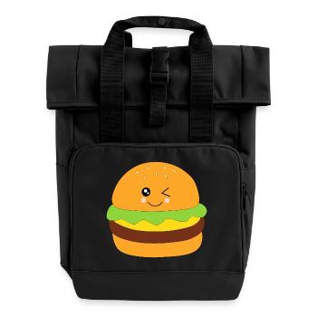 Burger, fast food, essen, kochen - Rolltop Rucksack mit zwei Griffen - Schwarz - Vorne
