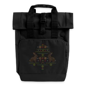 Motifs de Pâques dans le style de motif de tricot pour Pâques - Sac à dos Roll Top à deux anses - noir - Devant