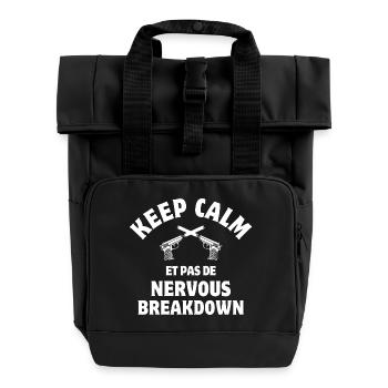 Les tontons flingueurs, cult film - Roll Top Backpack with Two Handles - black - Front