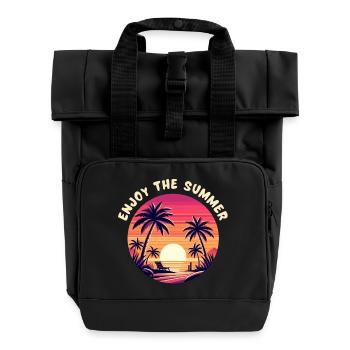 Enjoy the summer - Roll Top Backpack with Two Handles - black - Front