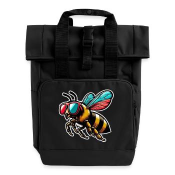 Bee - Roll Top Backpack with Two Handles - black - Front