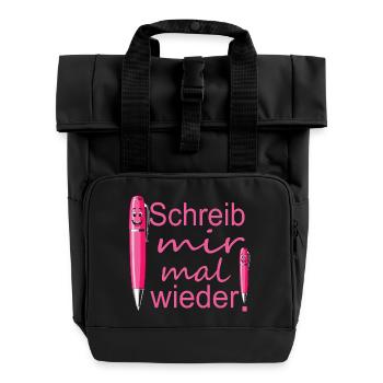 Brieffreundschaft - Rolltop Rucksack mit zwei Griffen - Schwarz - Vorne