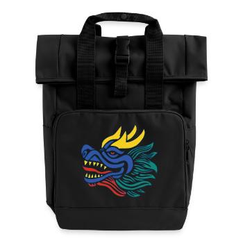 Le sourire du dragon chinois bleu - Sac à dos Roll Top à deux anses - noir - Devant