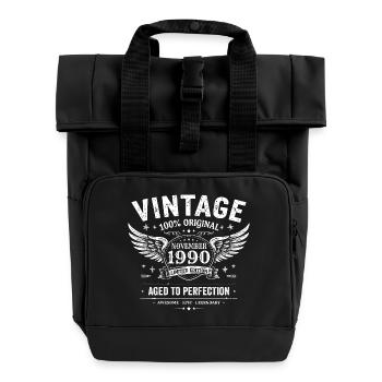 35 Years Anniversary | Birthday November 1990 - Roll Top Backpack with Two Handles - black - Front