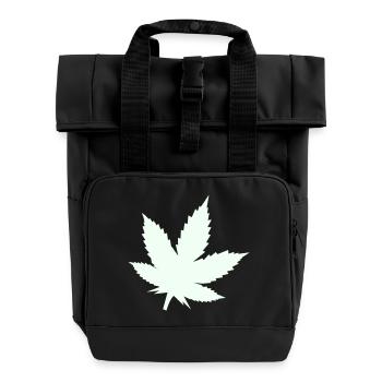 Feuille de Cannabis Silhouette Menthe - Sac à dos Roll Top à deux anses - noir - Devant