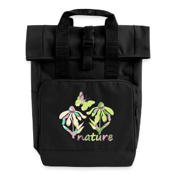 color nature - bloom - Rolltop Rucksack mit zwei Griffen - Schwarz - Vorne