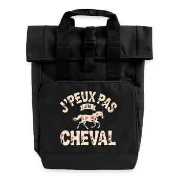 Ich kann nicht, ich habe ein Pferd - Rolltop Rucksack mit zwei Griffen - Schwarz - Vorne