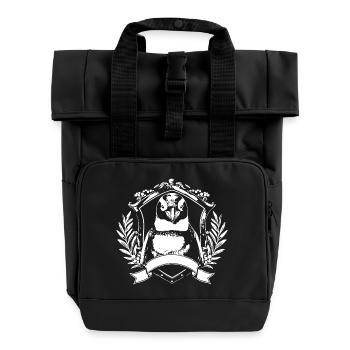 Pinguin Wappen Crest - Rolltop Rucksack mit zwei Griffen - Schwarz - Vorne