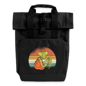 Mantis in retro sunset - Roll Top Backpack with Two Handles - black - Front