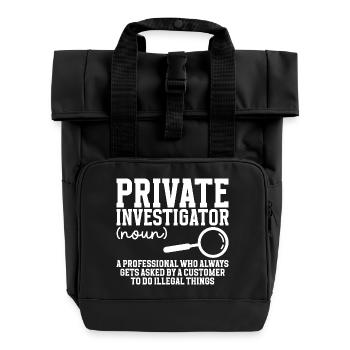 Detective Costume Observation Private Investigator - Roll Top Backpack with Two Handles - black - Front